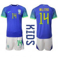 Brasilien Eder Militao #14 Replika babykläder Bortaställ Barn VM 2022 Kortärmad (+ korta byxor)